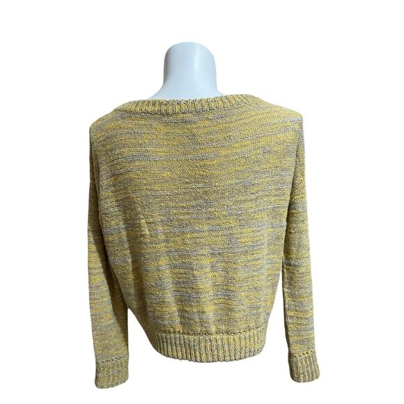 FREE PEOPLE In My Pocket Slub Knit Marled Sweater S Yellow Gray‎ Boxy Fit-Cozy - Picture 4 of 11